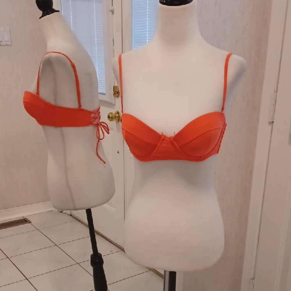 4/$30 Orange Bikini Top With Slight Push-Up - Size Small (Adjustable)